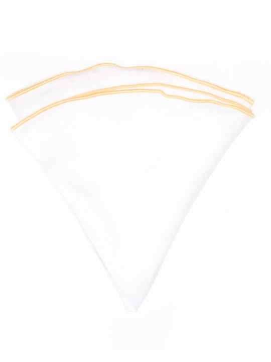 White Linen/Pale Yellow Trim Linen Pocket Circle